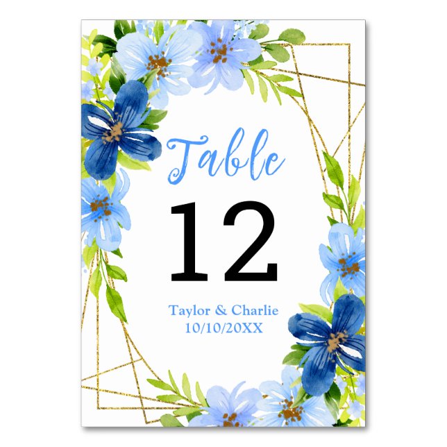 Numéro De Table Mariage floral bleu marine et bébé (Par défaut)