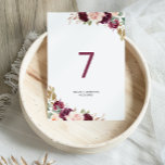 Numéro De Table Mariage floral bleu vert Bourgogne<br><div class="desc">Ce numéro de table vert bordeaux à fleurs mariage est parfait pour un mariage rustique. Le design se compose d'élégants bouquets de fleurs dessinés à la main, verts, rousses, violets, rouges et bordeaux, inspirant la beauté naturelle. Il s'agit d'un numéro de table recto-verso. Ajoutez chaque numéro de table dont vous...</div>