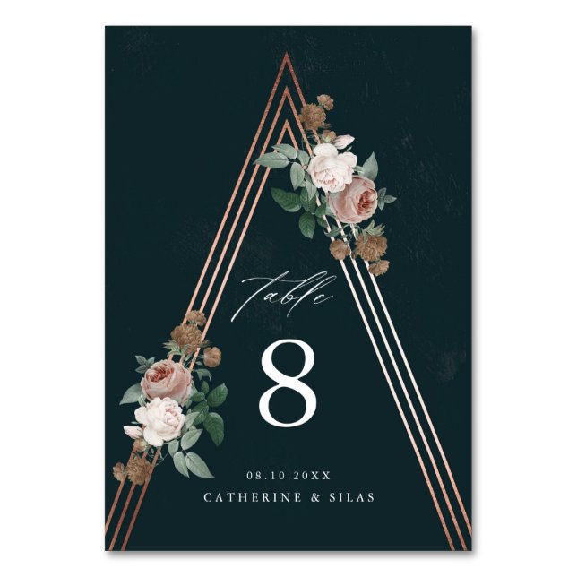 Numéro De Table Mariage floral Bohème bleu marine  (Par défaut)