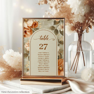 Numéro De Table Mariage Floral Bohème Chic Terracotta Ivoire Sage