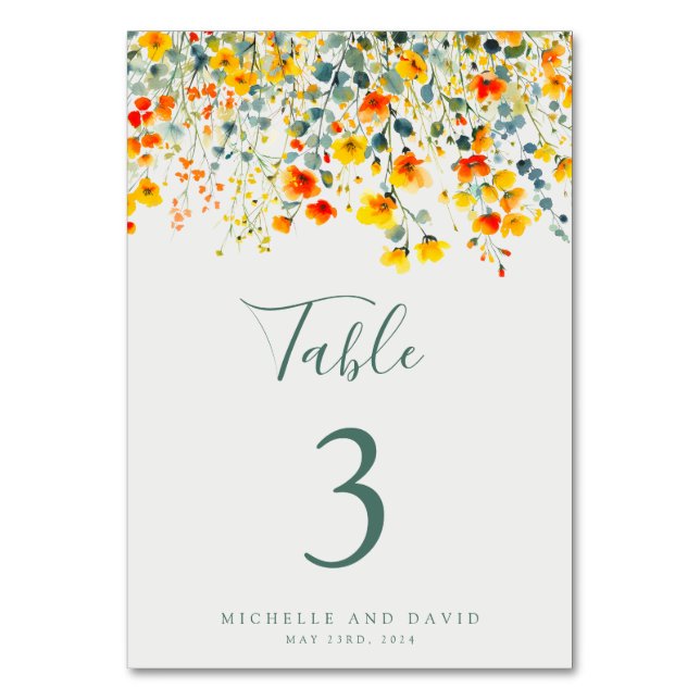 Numéro De Table Mariage floral brillant (Par défaut)