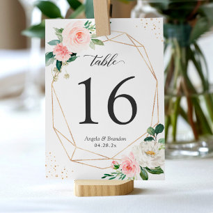 Numéro De Table Mariage floral brillant géométrique moderne Numéro