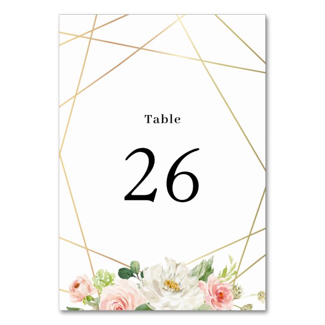 Numéro De Table Mariage floral clair aquarelle géométrique (Par défaut)