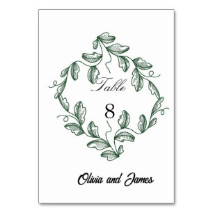 Numéro De Table Mariage Floral Classique Vert Sauge