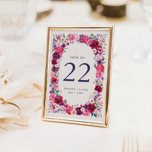 Numéro De Table Mariage floral coloré gras