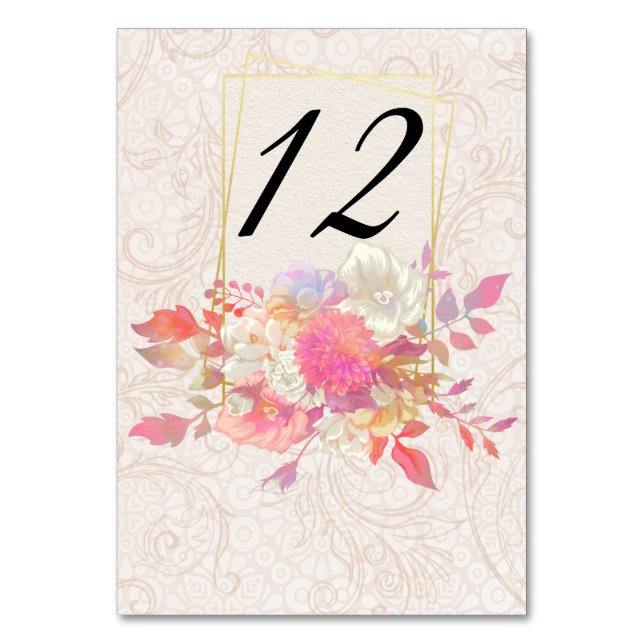 Numéro De Table Mariage floral corail et ivoire (Par défaut)
