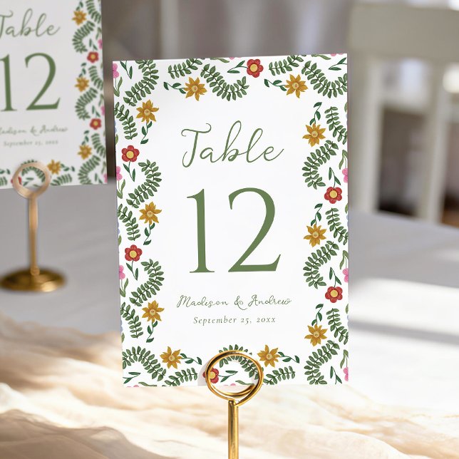 Numéro De Table Mariage Floral d'Art Populaire Fantaisiste (Créateur téléchargé)