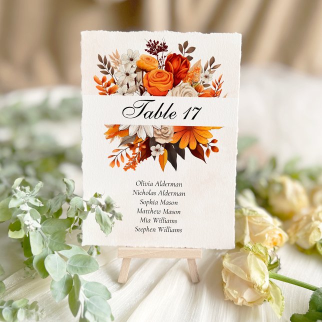 Numéro De Table Mariage floral d'automne du coucher du soleil (Créateur téléchargé)