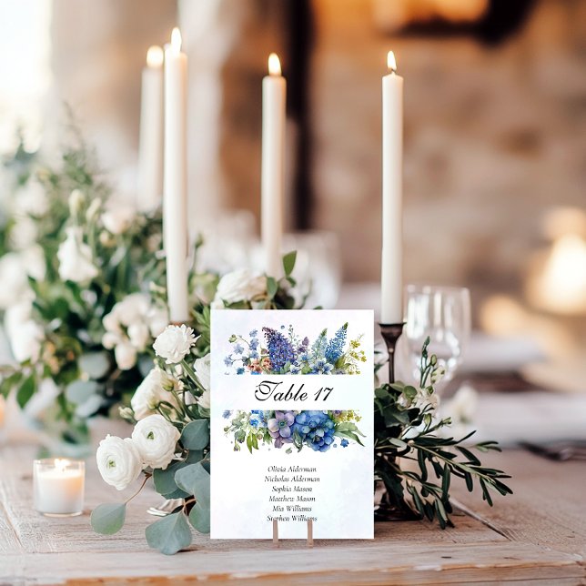 Numéro De Table Mariage floral de Bohême Bleu Violet (Créateur téléchargé)