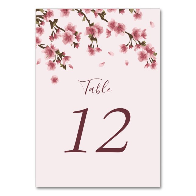 Numéro De Table Mariage Floral de Cerisier Rose (Par défaut)