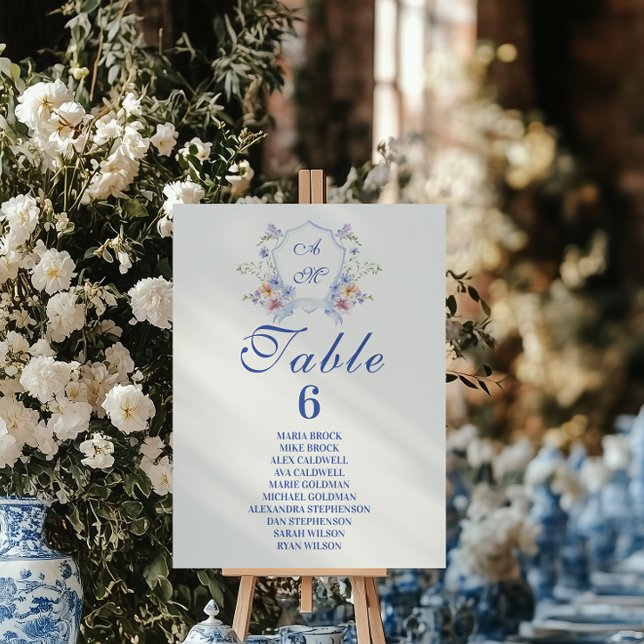 Numéro De Table Mariage floral de crête bleue Dusty (Créateur téléchargé)