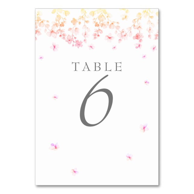 Numéro De Table Mariage floral de fleurs de pêche (Dos)