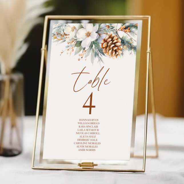Numéro De Table Mariage floral de pin d'hiver (Créateur téléchargé)