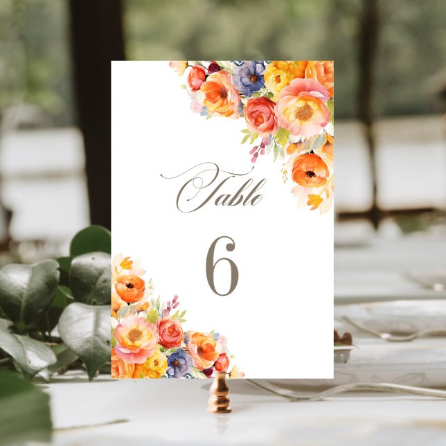 Numéro De Table Mariage floral de printemps vibrant Numéro de tabl (Créateur téléchargé)