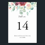 Numéro De Table Mariage floral d'Eucalyptus contemporain<br><div class="desc">Ce numéro de table à fleurs d'eucalyptus contemporain est parfait pour un mariage moderne. Le design est composé de couleurs d'eau violet, rousse, bordée et bordeaux de délicieuses pivoines avec des feuilles d'eucalyptus verts, inspirant beauté artistique. Il s'agit d'un numéro de table recto-verso. Ajoutez chaque numéro de table dont vous...</div>