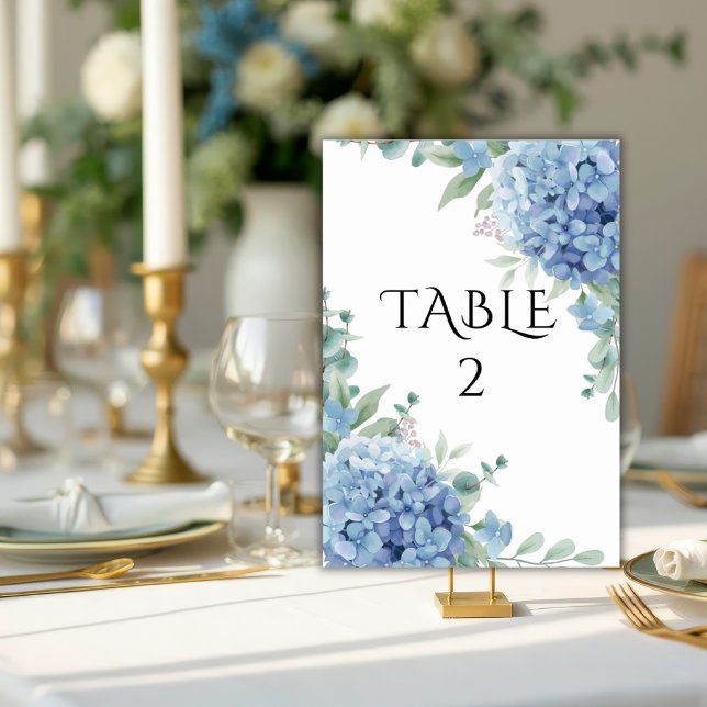 Numéro De Table Mariage Floral d'Hortensia Bleu  (Créateur téléchargé)