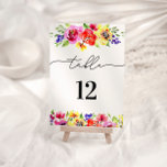 Numéro De Table Mariage floral dynamique<br><div class="desc">Capturez l'essence de l'élégance avec notre Mariage Floral Vibrant Numéro de table. Cette invitation exquise présente des teintes vibrantes et des motifs floraux complexes, créant ainsi un chef-d'oeuvre visuellement étonnant. La technique de l'aquarelle ajoute une touche d'art et de sophistication, donnant le ton d'une douche nuptiale chic et design. Chaque...</div>