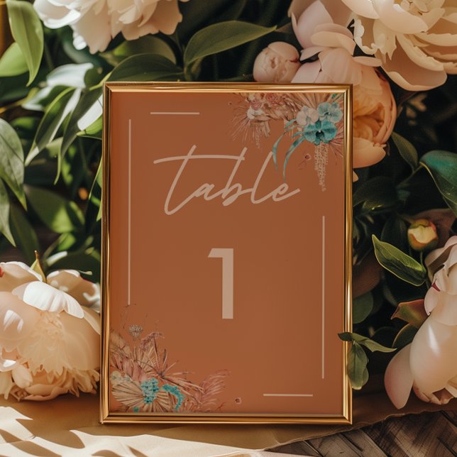 Numéro De Table Mariage floral Earthy Boho moderne (Créateur téléchargé)