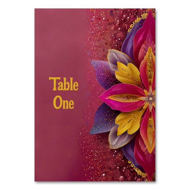 Numéro De Table Mariage Floral Élégant (Dos)