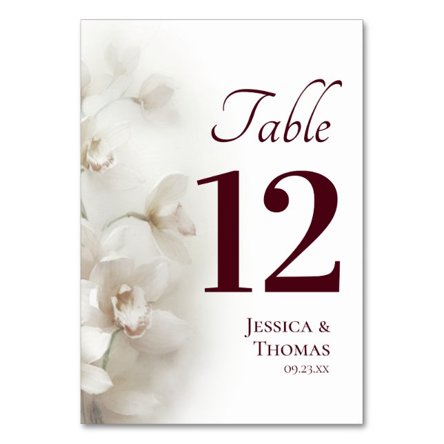Numéro De Table Mariage Floral Élégant avec Orchidées Blanches Rêv (Par défaut)