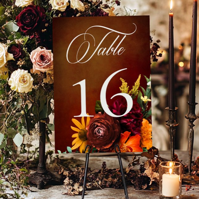 Numéro De Table Mariage Floral Élégant Crépuscule d'Été (Créateur téléchargé)