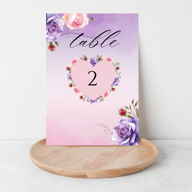 Numéro De Table Mariage Floral Élégant Moderne Rose  (Créateur téléchargé)