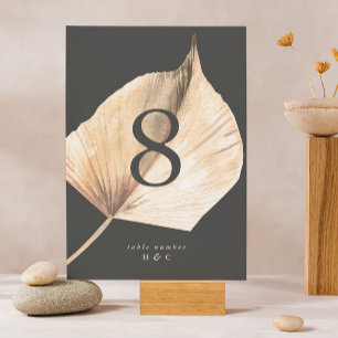 Numéro De Table Mariage floral en laiton à crème de charbon de pre