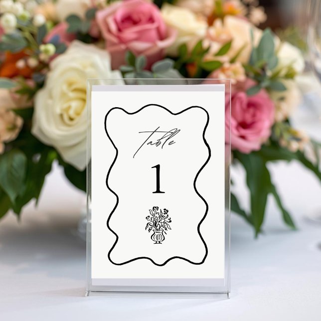 Numéro De Table Mariage Floral Fantaisiste Dessiné à la Main (Créateur téléchargé)