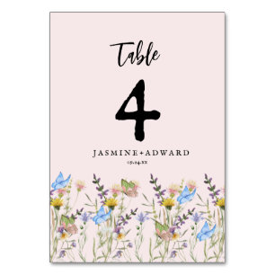 Numéro De Table Mariage Floral Fleur de Champ Simple Moderne