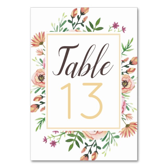 Numéro De Table Mariage Floral Fleurs de Pêche (Par défaut)