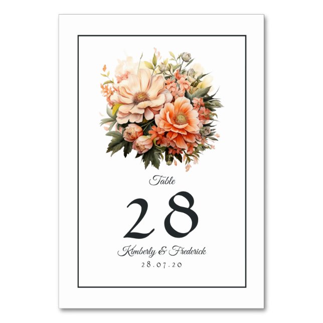Numéro De Table Mariage Floral Fuzz pêche (Par défaut)