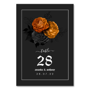 Numéro De Table Mariage Floral Halloween Noir et Orange Vintage
