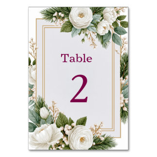 Numéro De Table Mariage Floral Hiver Bleu poussiéreux