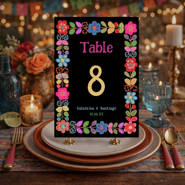 Numéro De Table Mariage floral mexicain moderne (Créateur téléchargé)