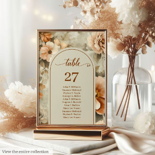 Numéro De Table Mariage Floral Minimaliste Bohème Cuivre Ivoire Sa