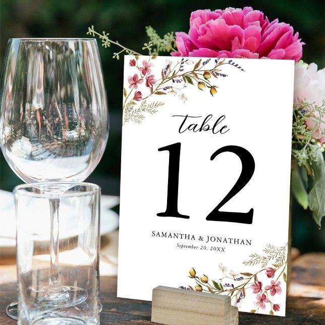Numéro De Table Mariage Floral Moderne de Fleurs Sauvages d'Automn (Créateur téléchargé)