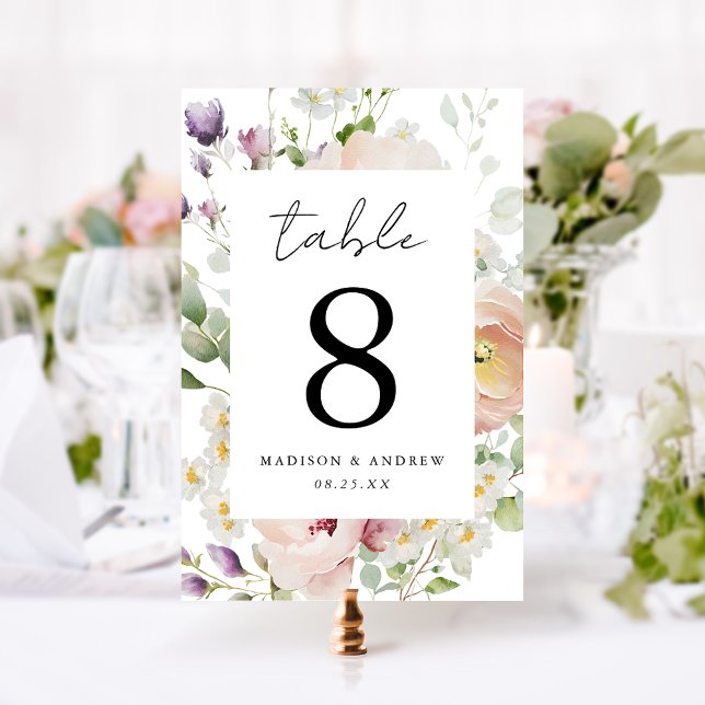 Numéro De Table Mariage Floral Printanier Délicat (Créateur téléchargé)