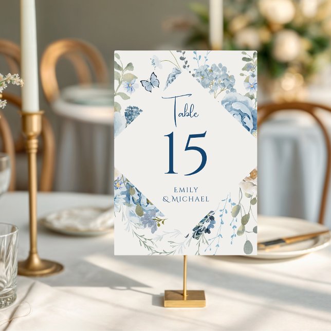 Numéro De Table Mariage floral romantique bleu Dusty (Créateur téléchargé)