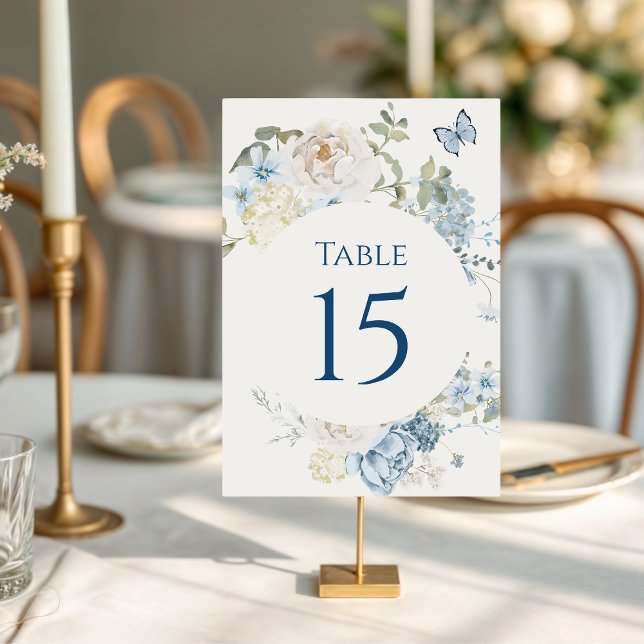 Numéro De Table Mariage floral romantique bleu Dusty (Créateur téléchargé)