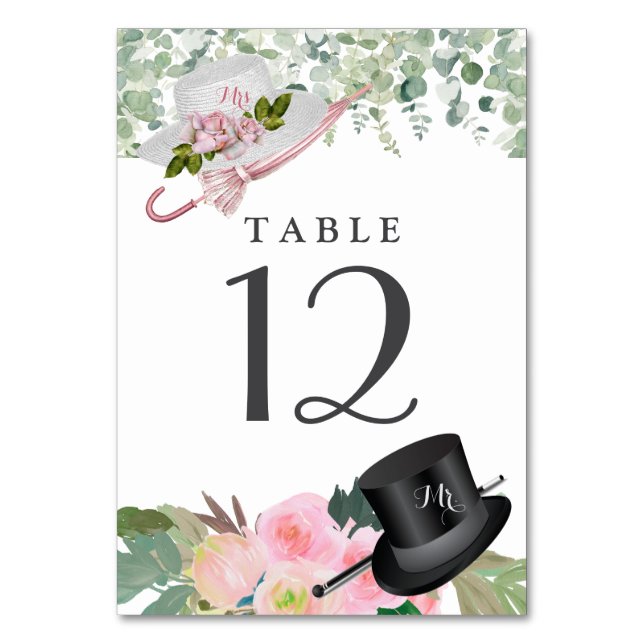 Numéro De Table Mariage floral romantique en or rose (Par défaut)