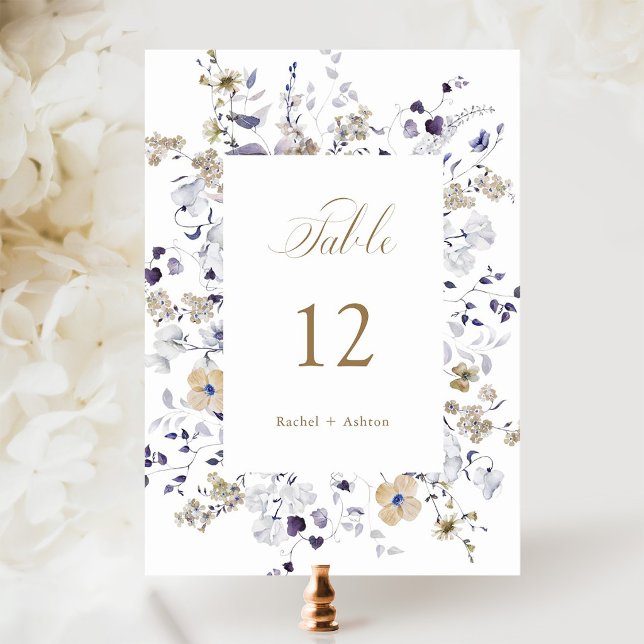 Numéro De Table Mariage Floral Romantique Violet Blanc Or   (Créateur téléchargé)