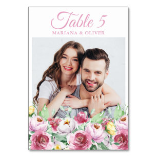 Numéro De Table Mariage floral rose