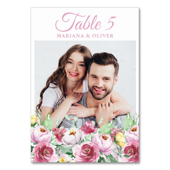 Numéro De Table Mariage floral rose (Par défaut)