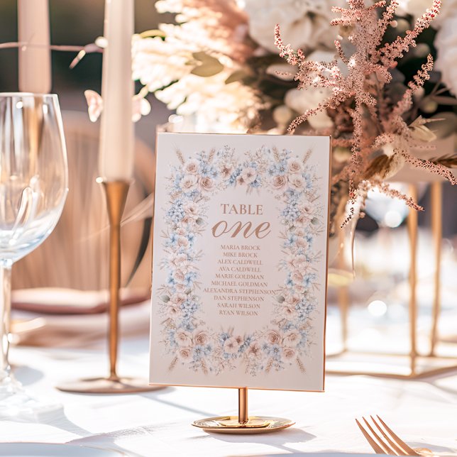 Numéro De Table Mariage floral rose et bleu (Créateur téléchargé)