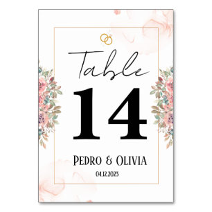 Numéro De Table Mariage floral rose moderne