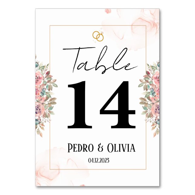 Numéro De Table Mariage floral rose moderne (Par défaut)