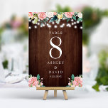 Numéro De Table Mariage floral rose pâle<br><div class="desc">Illuminez votre mariage rustique avec ces numéros de table enchanteurs. Ces cartes, qui présentent de délicats flancs d'aquarelle dans des teintes roses douces et vertes et sont ornées de lumières à cordes scintillantes, créent une atmosphère chaleureuse et accueillante pour vos invités. Personnalisez avec vos numéros de table pour une touche...</div>