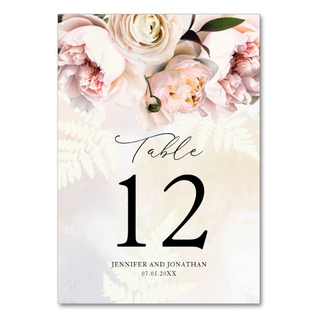 Numéro De Table Mariage Floral Rose Pâle Élégant (Par défaut)