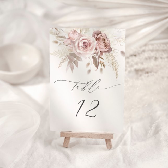Numéro De Table Mariage floral rose pâle Rose (Créateur téléchargé)
