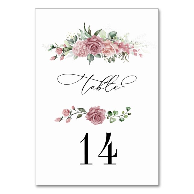 Numéro De Table Mariage floral rose poudré   (Par défaut)